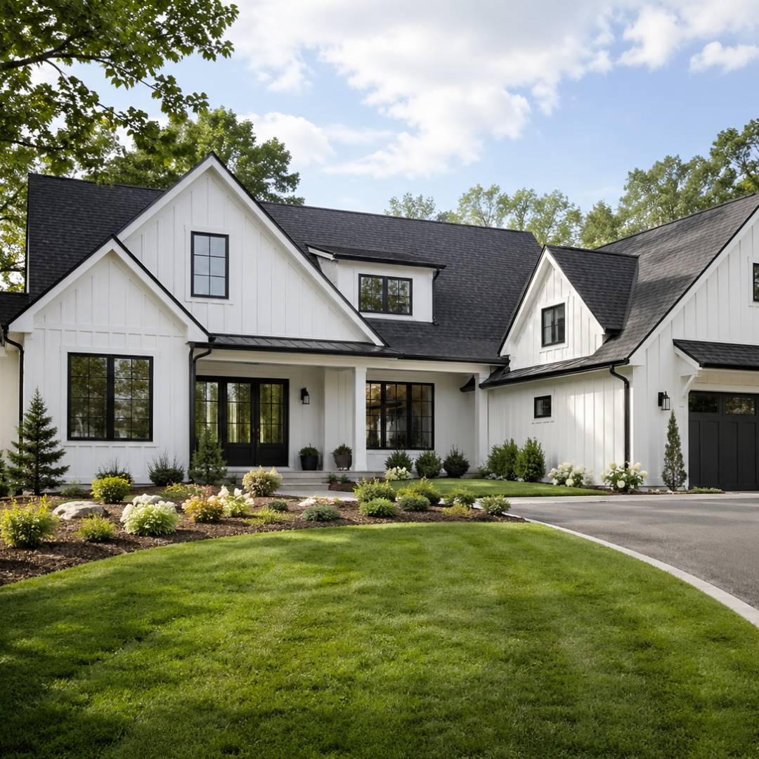 Clean finished home exterior after a full gutter replacement